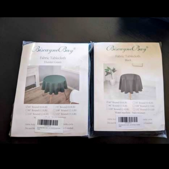 5 - 60" Round Black and 5 - Hunter Green Tablecloths - Picture 1 of 1